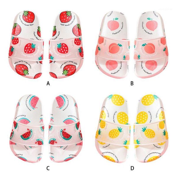 

2 pcs kids girls summer slide sandals cute cartoon fruit slippers anti-slip water shoe1, Black;grey