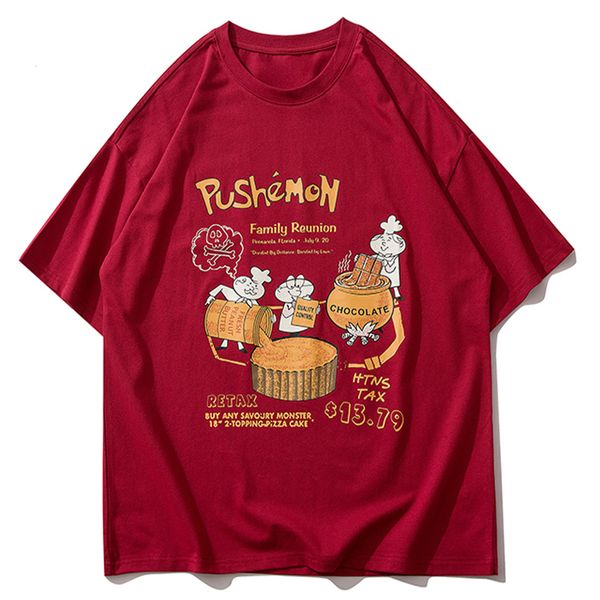 

new men streetwear creative cartoon print harajuku tshirts 2021 summer cotton hip hop t-shirt casual loose short sleeve shirt black 7q3j, White;black