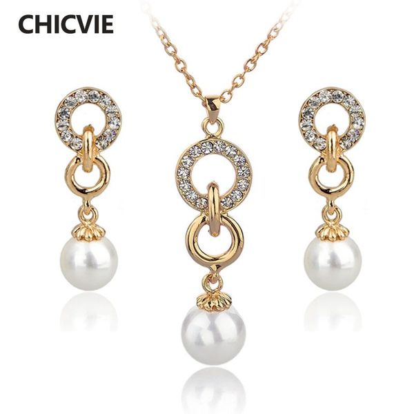 

chicvie vintage wedding engagement jewelry diy sets more gold color simulated pearl jewelry set earring necklace set set1400020, Silver