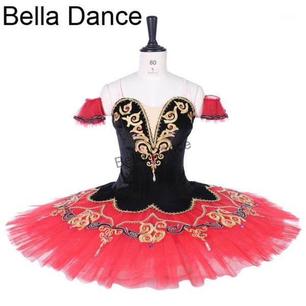 

spanish yagp competiton professional ballet costumes paquita performance ballet tutu dress bt92921, Black;red