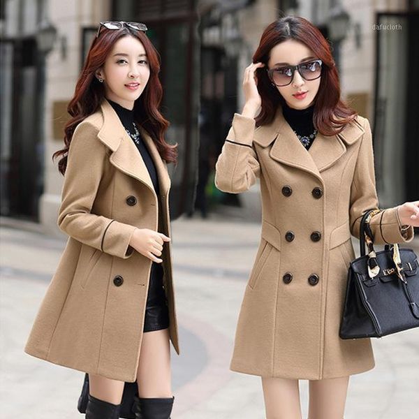 

spring slim wool coat ladies wool coat 2020 new double breasted autumn1, Black
