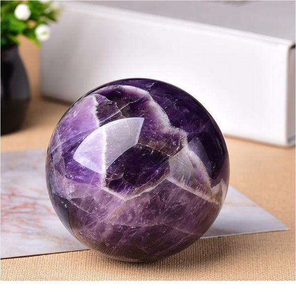 

1pc natural dream amethyst ball polished globe massaging ball reiki healing stone home decoration exquisite gifts souven qylxxk, Black