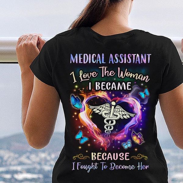 

medical assistant i love the woman i became because i fought to become her job t shirt sport hooded sweatshirt hoodie