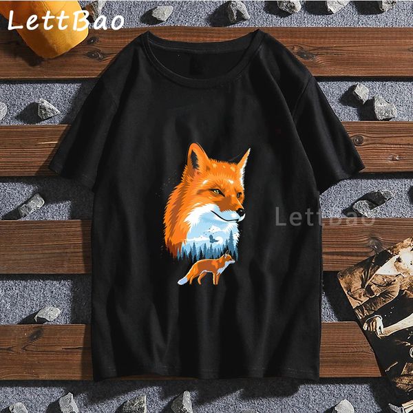 

sport wild fox harajuku shirt punk black men's t-shirts printed funny t shirts gothic oversize t-shirt streetwear cotton men's shi