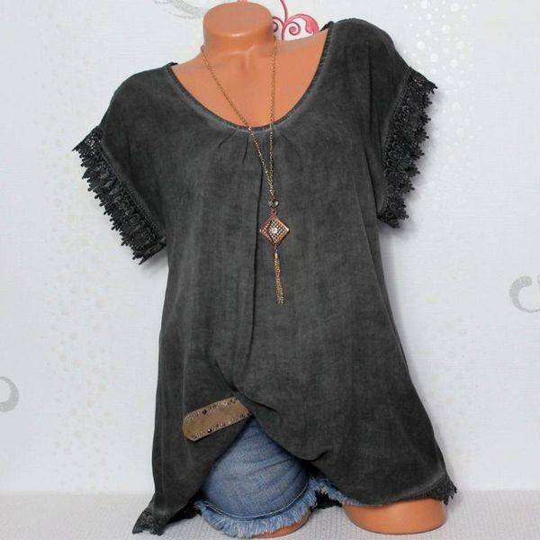 

surchemise femme carreaux women vintage o-neck casual loose hollow out short sleeve patchwork blouse women's blouse, White