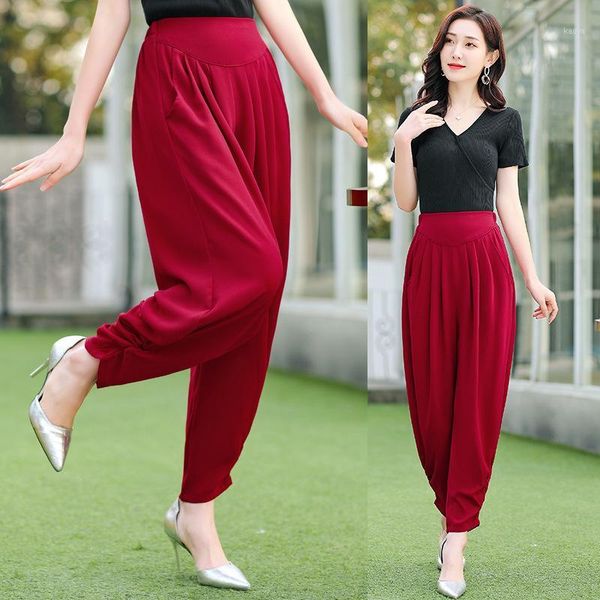

new summer harem pants women plus size 4xl solid loose women trousers summer streetwear high waist wide leg pants bc141, Black;white