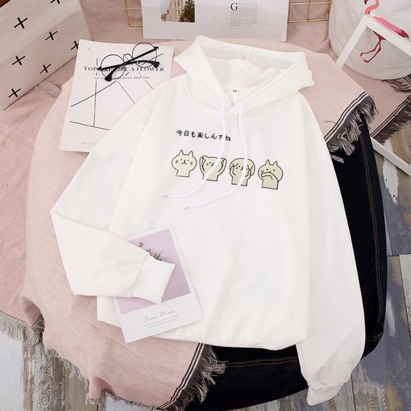 

jjaoa 6535 women's thin/250g velvet autumn and winter clothes 2020 new cotton sweater sweaterlong sleeve hooded women's korean sty, Black