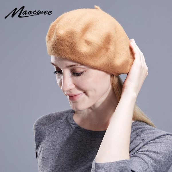 

berets women beret hat for winter female knitted cotton real wool hats cap autumn 2021 brand women's caps, Blue;gray