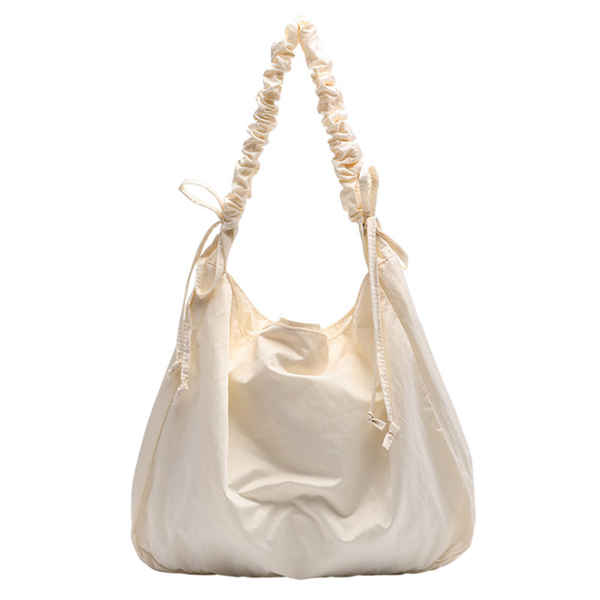 

2020 new fashion korean simple large capacity shoulder bag canvas women's bag with drawstring solid color cow leather flap soft