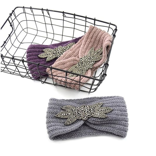 

crystal beaded knitted headband winter crochet head wrap wide hairband thick headdress yoga hair accessories headband h qylvyb