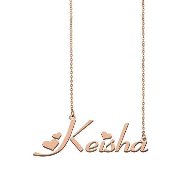 

keisha name necklaces pendant custom personalized for women girls children friends mothers gifts 18k gold plated stainless steel, Silver