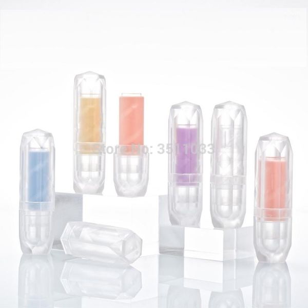 

12.1mm diamond empty lipstick lip refillable tube translucent cosmetic purple orange makeup lip rouge gloss container1