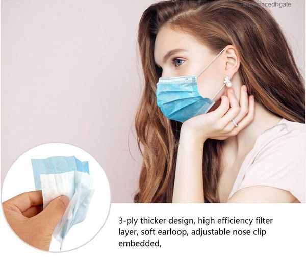 

cover earloop mouth 50x dhl disposable 3 layer 3ply non-woven anti dust mask soft breathable safety face masks