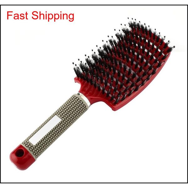 

pro hair scalp mascomb hairbrush bristle&nylon women wet curly detangle hair brush for salon hairdressing styling tools g7a6o xj2ly cx 6kmht, Silver