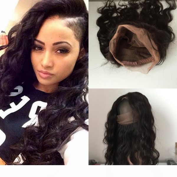 

360 lace frontal closure 22*4*2size brazilian peruvian malaysian indian cambodian mongolian virgin human hair lace frontal closures, Black