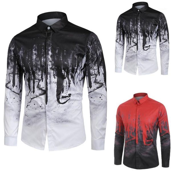 

are you sure not to click in and see men's autumn gradient business leisure printing long-sleeved shirt blouse purchasing1, White;black