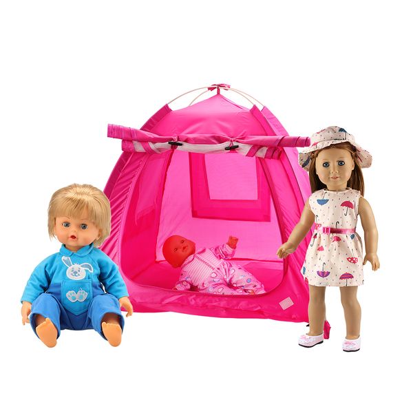 Mini boneca Casa Acessórios 43 cm Tenda Camper Mobiliário Bedroom Bolyhouse para 18 polegadas América Menina Baby Boneca DIY presente LJ200923