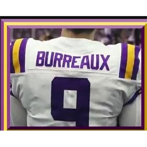 

121 lady and youth lsu tigers joe burreaux #9 real full embroidery jersey size s-4xl or custom any name or number jersey, Black