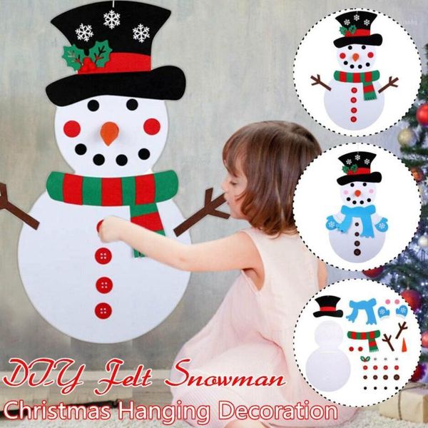 

christmas decorations diy felt gifts snowman sticker wall hanging kids child toys decoration year 20211