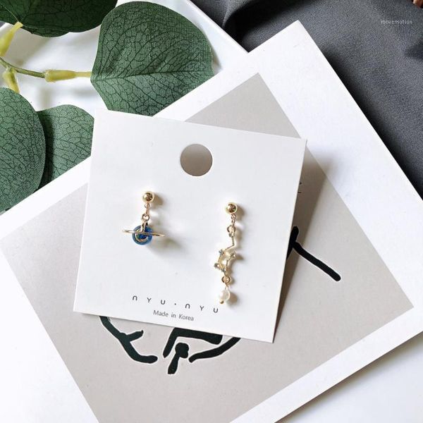 

squerim s925 astronaut crystal blue universe star earrings asymmetric universe planet drop earrings for women girl gift1, Silver