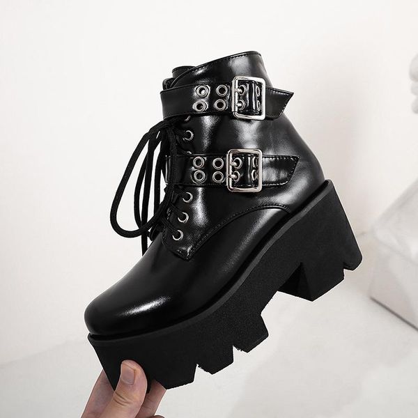 

ladies high platform boots fashion high heels ankle boots women 2020 party wedges shoes woman 34-43, Black