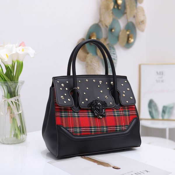 

2020 fashion pu portable straddle plaid women's ladies bag handbag