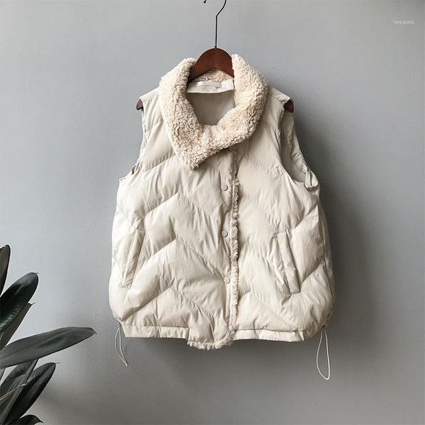 

aransue 2019 winter new wool collar vest female korean loose and thin waistcoat ys-hb9751, Black;white