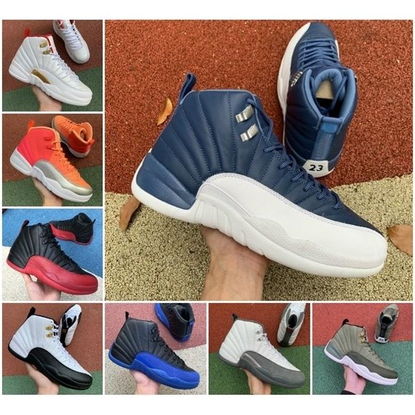 

new 12 stone blue university gold reverse flu game dark concord ovo white men basketball shoes 12s playoff french blue sneakers