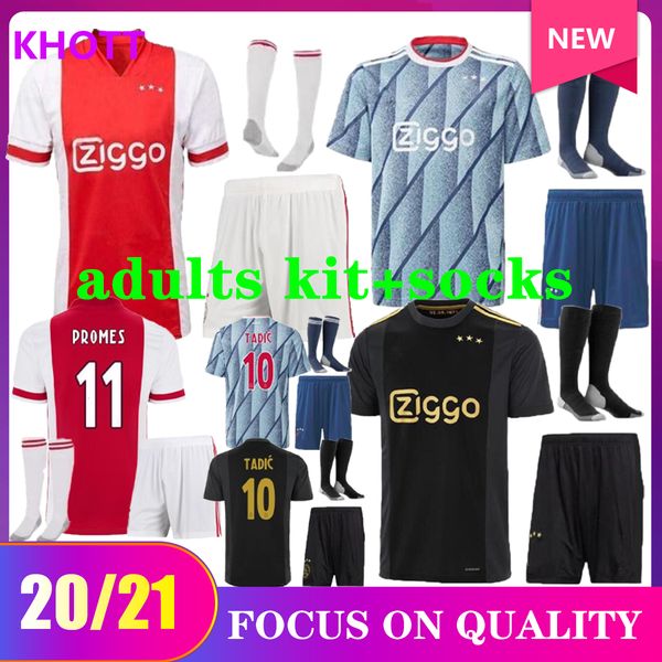 

20 21 ajax fc home away soccer jersey adults kit 2020 2021msterdam maillot neres tadic ziyech van de beek third football training shirt kits, Black;yellow