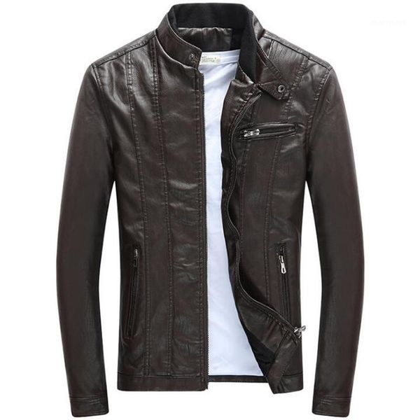 

mens pu jackets coats motorcycle biker faux leather jacket men autumn winter clothes male classic thick velvet coat slim fit1, Black