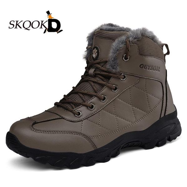 

мужчины открытый boots туризм снегоступы водонепроницаемый мягкая микрофибра кожа верхняя зима botas hombre с плюшевые плюс размер 39-48, Black