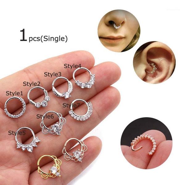 

1pcs Earrings Tragus Rook Piercing Nose Hoop Ring 8mm1, Golden;silver