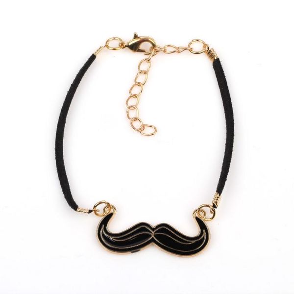 

charm bracelets handmade party gold color chain statement bracelet bangle gift fashion design enamel metal leather moustache for girls, Golden;silver