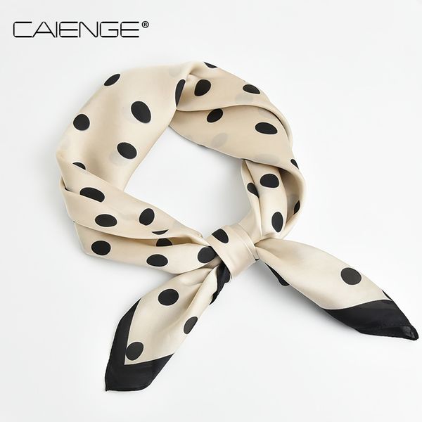 

korean black white wave point small scarf in spring autumn and winter, Blue;gray