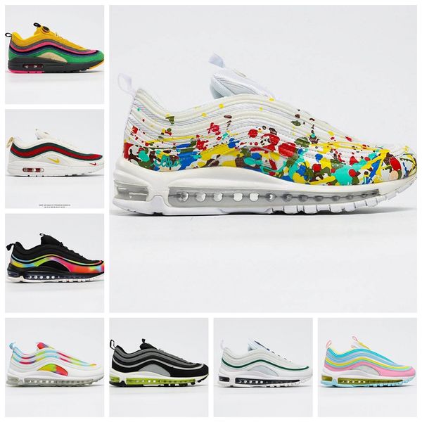 

black friday 97s mens running shoes triple black white 97s reflective bred game royal men women sports sneakers trainers