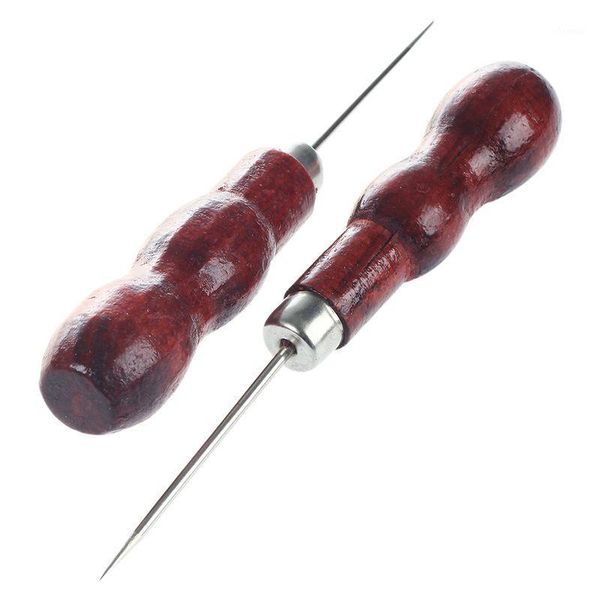 

4 pcs x red nonslip wooden handle leather canvas sewing awl tool 4.9"1, Black