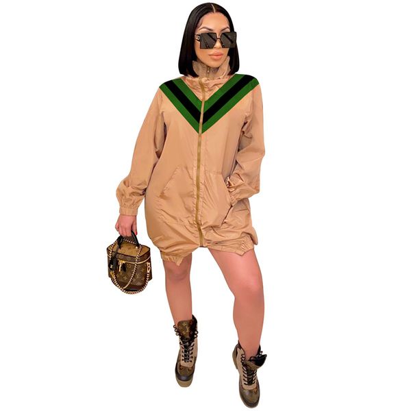 

fashion panelled womens trench coat long sleeve zipper v neck solid color jacket casual outerwear female clothing, Tan;black