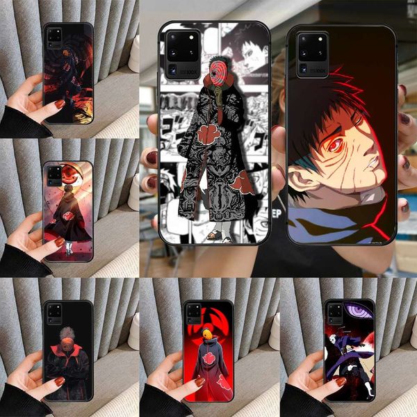 

mobile phone digned by obito naruto, beautiful black case of samsung galaxy s, note 7, 8, 9, 10, 20, uitra plus, e lite