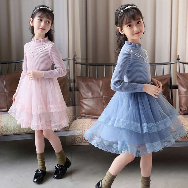 

2020 spring children's and autumn winter new girls' korean pearl gauze drs, Red;yellow