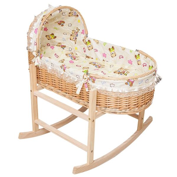 

baby cribs rattan cradle bed crib solid wood born sleeping basket appease shaker portable shopping cot