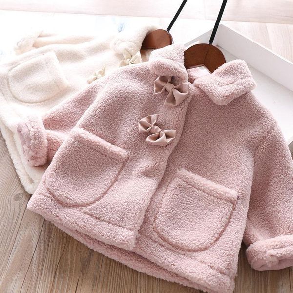 

winter and winter girls double bow turn over collar coat1, Blue;gray