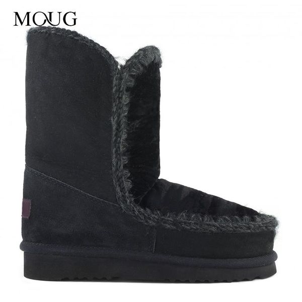 

moug winter shoes women snow boots originaleskimo 24 limited edition velvet handmade sheepskin platform ladies ankle boots, Black