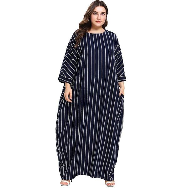 

ethnic clothing women islamic muslim dress abaya dubai striped plus size caftan marocain long dresses sleeve vestidos - 4xl, Red