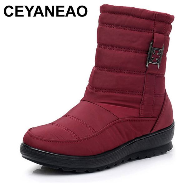 

ceyaneao women's boots thick plush warm winter waterproof mother shoes ladies ankle boot snow boots women waterproof woman shoes 201021, Black
