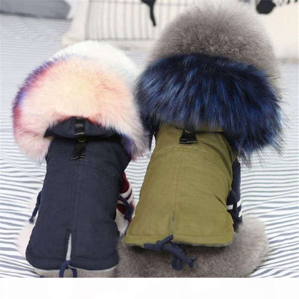 

glorious kek winter dog clothes luxury faux fur collar dog coat for small dog warm windproof pet parka fleece lined puppy jacket t191116