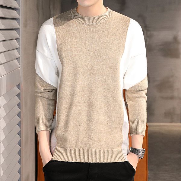 

2020 men's sweaters fashion japan style long sleeve patchwork men clothing sweaters autumn winter casual pullover male, White;black