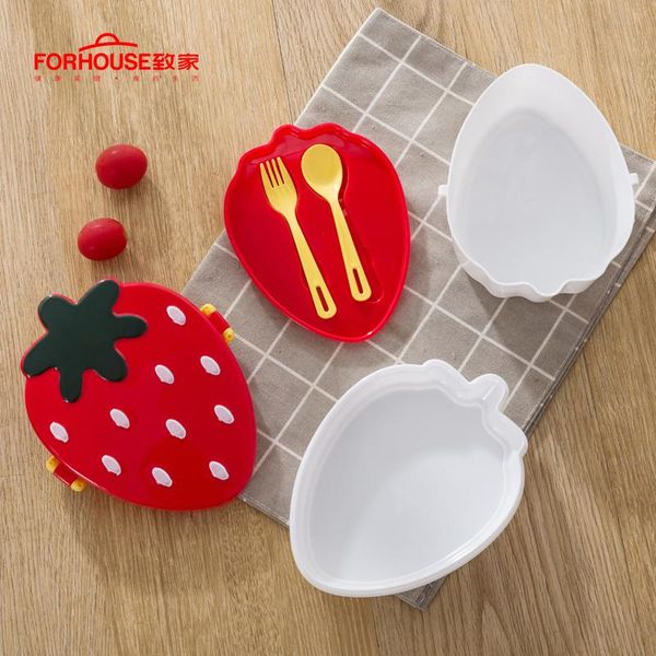 

strawberry lunch boxs food fruit storage container portable bento box leakage for children strawberry lunch wmtvkr