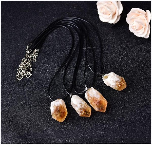 

wholesale natural amethyst pendant raw crystals reiki healing stone rock mineral charm for men women jewelry gi qyljys, Black