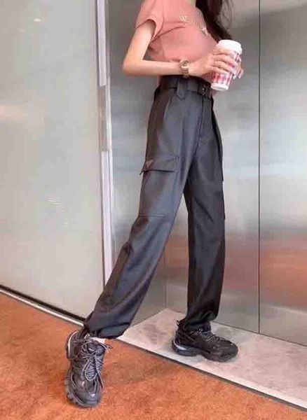 

women pants casual womens cargo pants with belt full length sweatpants fashion women pant with inverted triangle size -xl, Black;white