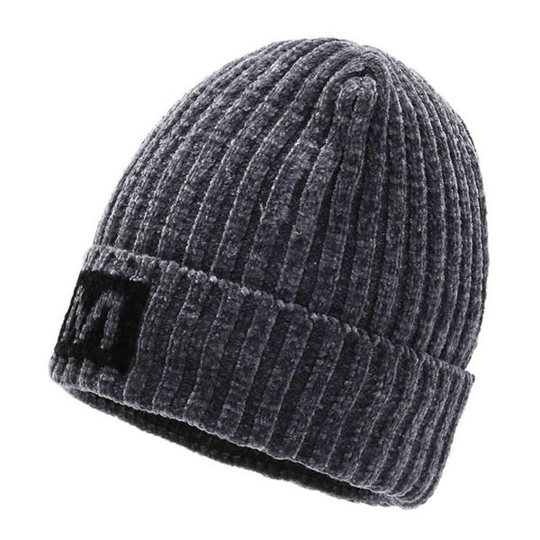 

hat men's winter new warm knitted plush hat korean fashion outdoor thickened letter, Blue;gray
